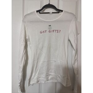 Holiday "Got Gifts" Crystal White Long Sleeve Shirt